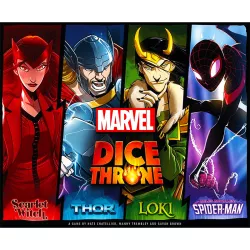 Marvel Dice Throne Scarlet Witch Vs Thor Vs Loki Vs Spider-Man | USAopoly | Jeu De Société De Combat | En
