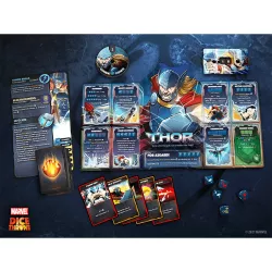 Marvel Dice Throne Scarlet Witch Vs Thor Vs Loki Vs Spider-Man | USAopoly | Jeu De Société De Combat | En