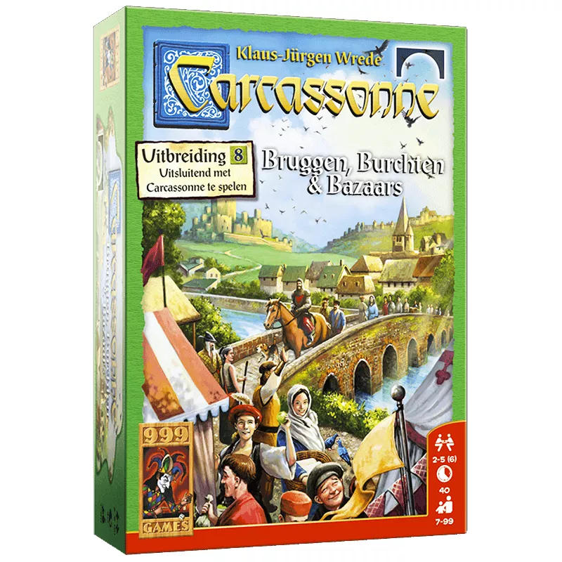 Carcassonne Bruggen, Burchten & Bazaars Uitbreiding 8 | 999 Games | Familie Bordspel | Nl