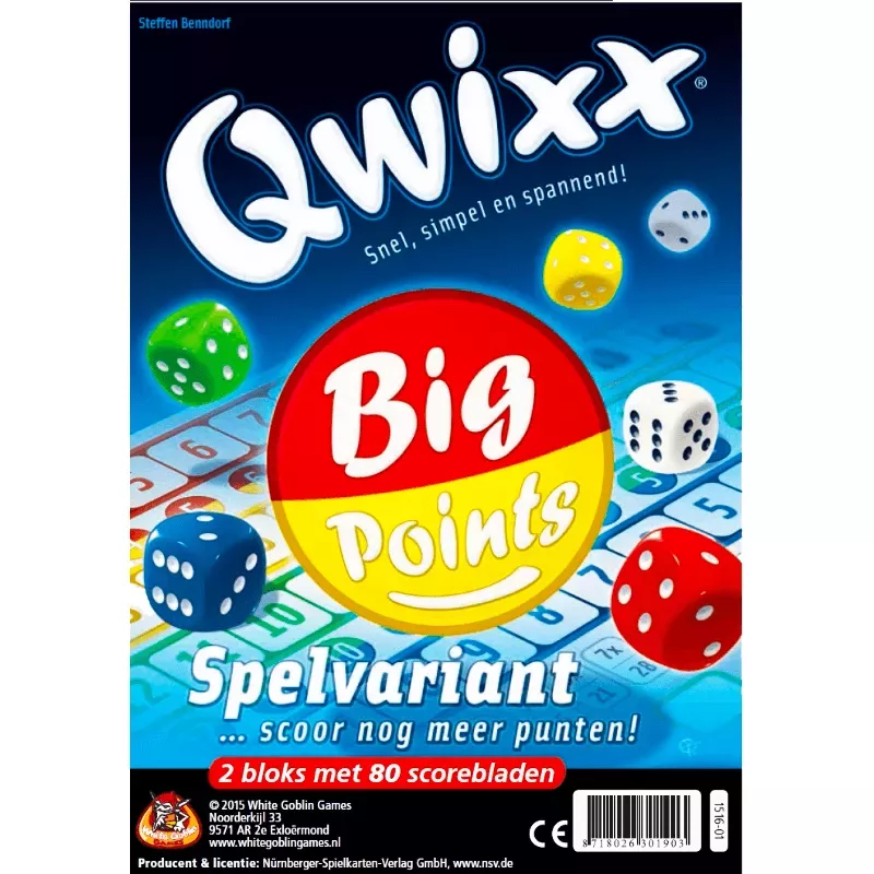 Qwixx Big Points | White Goblin Games | Dice Game | Nl